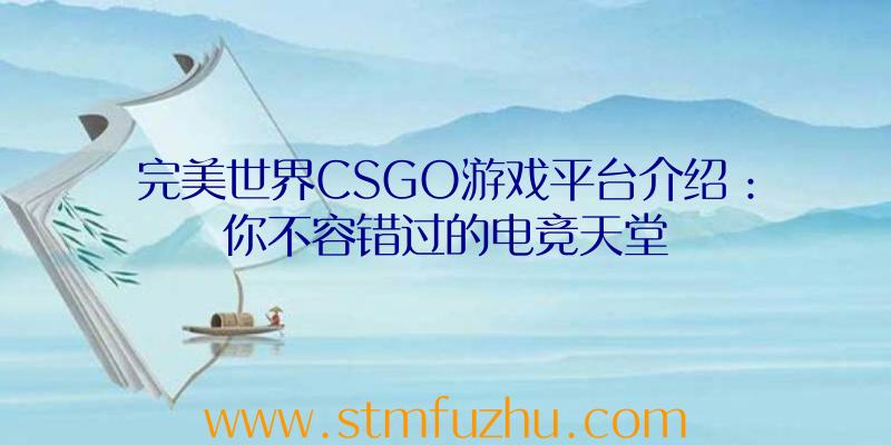 完美世界CSGO游戏平台介绍：你不容错过的电竞天堂